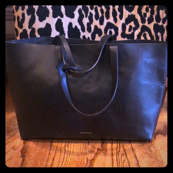 Mansur Gavriel Handbags - Mansur Gavriel Black Leather Tote
